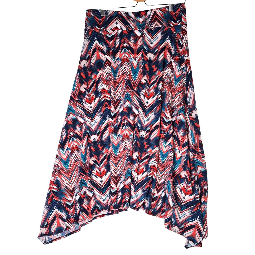 STUDIO 253 Women's XLarge Geometric Print Asymmetrical Hem‎ Maxi Skirt